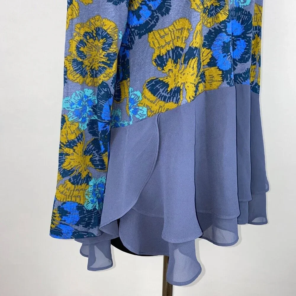 LOGO By Lori Goldstein Womens US XS Floral Cotton Modal Woven Chiffon Tunic Top - Picture 5 of 16